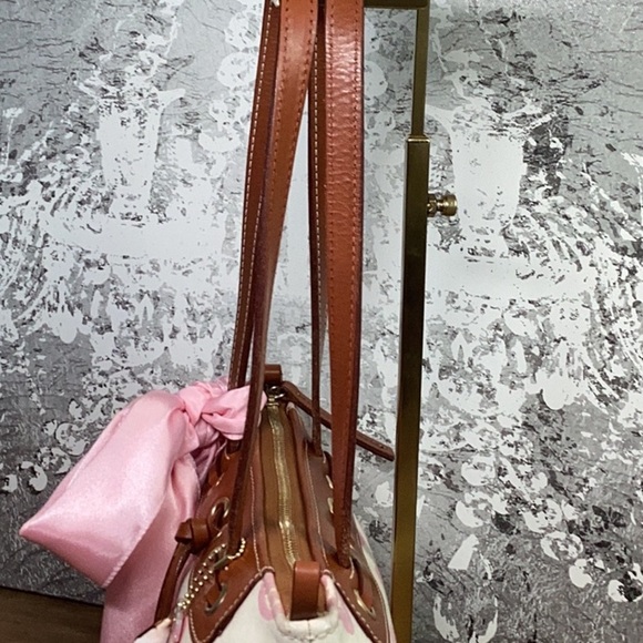Dooney & Bourke Y2K Pink and Cream Canvas with Brown Leather Trim - Picture 8 of 16
